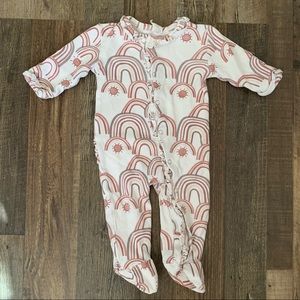 Kate Quinn Rainbow Ruffle Onesie Footie